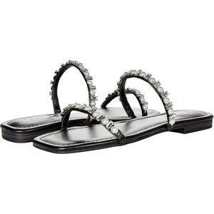 Unisa Unsarai Flat Sandals With Rhinestones & Pearls  Size 9